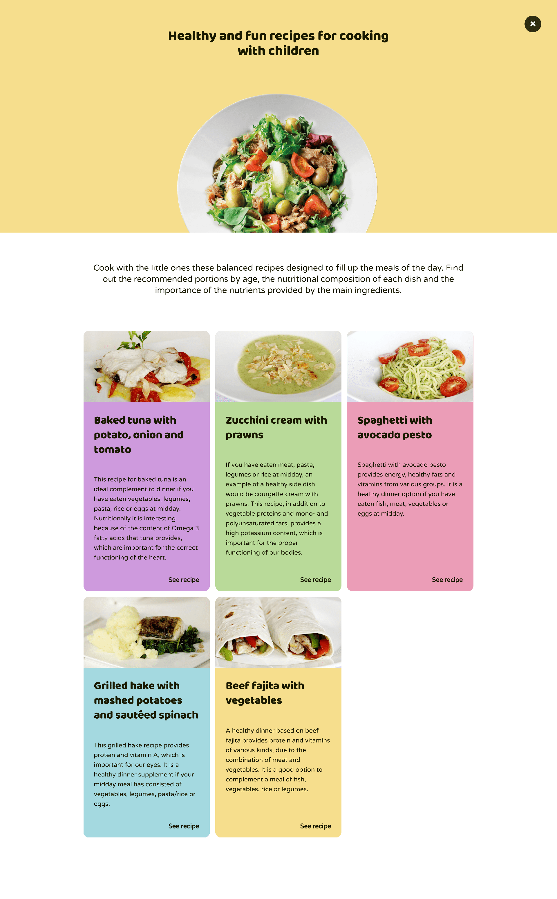 Sección de recetas