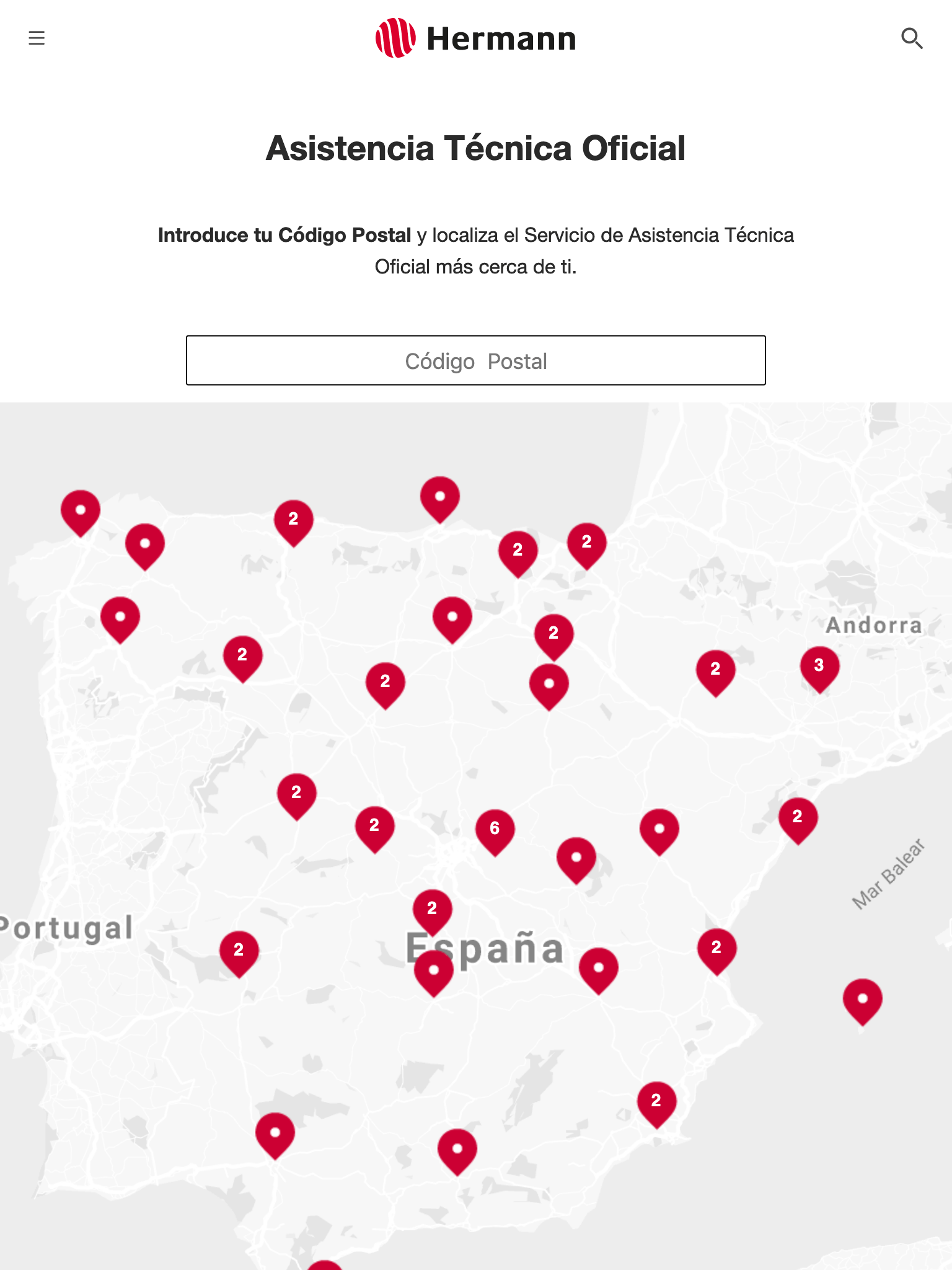 Mapa de asistecia técnica